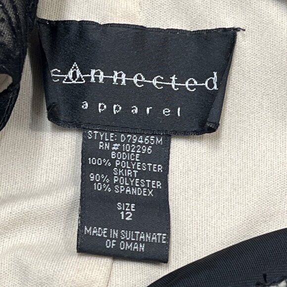 Vtg Connected Apparel Dress 12 Black Velvet Mesh Embroidered Maxi Prom Y2K Fairy - Picture 7 of 8